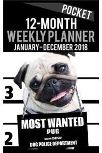 2018 Pocket Weekly Planner - Most Wanted Pug