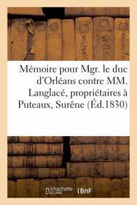 Mémoire pour Mgr. le duc d'Orléans contre MM. Langlacé