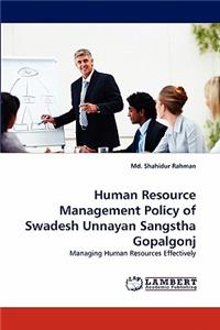 Human Resource Management Policy of Swadesh Unnayan Sangstha Gopalgonj