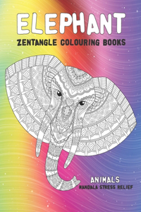 Zentangle Colouring Books - Animals - Mandala Stress Relief - Elephant