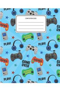 Composition Book: Video Games Pattern Composition Book Lined Wide Rule Notebook for Boys Kids Back to School Preschool Kindergarten and Elementary Grades K-2