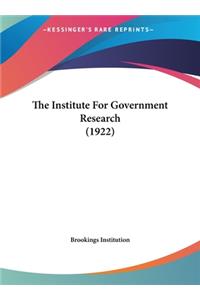 The Institute for Government Research (1922)