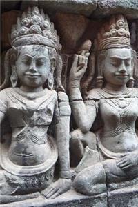 Sculpture of Two Beautiful Women at Angkor Wat Temple Complex Cambodia Journal