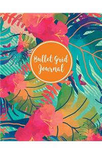Bullet Grid Journal: Tropical Pattern, 150 Dot-Grid Pages, 8-X10-