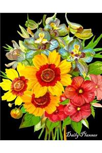 Daily Planner: Colorful Flower, Diary Note Book, Office Appointment, Day Plan to Do List, Plan Your Work, Student School Schedule, Fitness Health Workout Note, Business Daily Goal, Large Size, 120 Pages 8 X 10