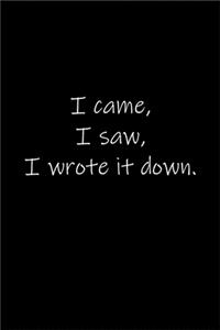 I came, I saw, I wrote it down.