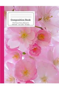 Composition Book Pink Floral Cherry Blossoms Wide Rule