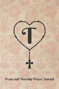 Letter T Personalized Monogram Praise and Worship Prayer Journal - Rosary Cross