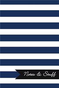 Notes & Stuff - Lined Notebook with Sapphire Blue Striped Pattern Cover