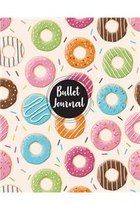 Bullet Journal: Cute Colorful Sweet Donuts Pattern Cover: Notebook, Bullet Journal Dotted Grid, 120 Pages (8 X 10)