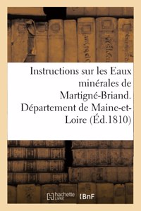 Instructions Sur Les Eaux Minérales de Martigné-Briand, Département de Maine-Et-Loire