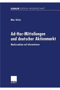 Ad-Hoc-Mitteilungen und deutscher Aktienmarkt