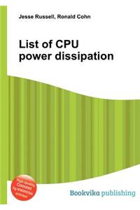 List of CPU Power Dissipation