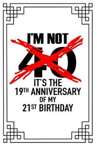 I'm not 40. It's the 19th anniversary of my 21st birthday!