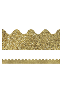 Sparkle and Shine Gold Glitter Scalloped Bulletin Board Borders