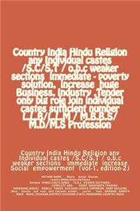 Country India Hindu Religion any Individual castes /S.C/S.T / o.b.c weaker sections immediate - poverty solution, increase huge Business, Industry, Tender only big role join individual castes sufficient number L.L.B/L.L.M / M.B.B.S/M.D/M.S Professi