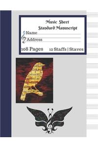 Music Sheet Standard Manuscript -108 Pages 12 Staffs - Staves