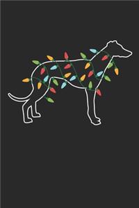 Greyhound with Christmas Lights - Christmas Notebook - Greyhound Diary - Dog Journal - Christmas Gift for Dog Lover