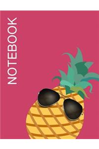 Notebook: Pineapple Chic (8.5 X 11 Inches, 120 Pages, Lined Paper) Composition Book, Journal, Diary-Red Cover