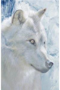 White Lone Wolf Journal Notebook, Narrow Ruled: 100 Sheets / 200 Pages, 5.5