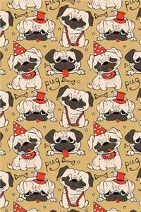 Journal Notebook Funny Pugs Pattern 7