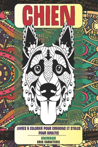 Livres à colorier pour crayons et stylos pour adultes - Gros caractères - Animaux - Chien