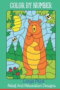Color BY Number Large Print Relief And Relaxation Designs