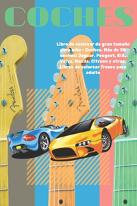 Libro de colorear de gran tamaño para niño - Coches. Más de 50 coches