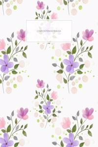 Composition Notebook: Happy Summer Flowers Pattern, Blank Lined Journal, 120 Pages, 8x10