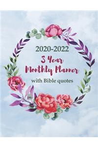 3 Year Monthly Planner 2020-2022 with Bible Quotes