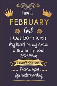i'am a february girl birthday gift girl Gold Notebook funny Birthday Gift