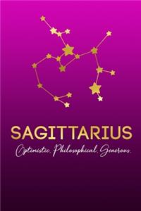 Sagittarius. Optimistic. Philosophical. Generous.: Zodiac Notebook - Blank, Lined 6x9 inch Journal for Note-taking & Journaling - Astrology Constellation Inspired Notebook - Pretty Purple Notebook fo