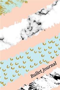 Bullet Journal: Marble + Gold Bullet Journal - 120-Page 1/4 Inch Dot Grid Notebook - 6 X 9 Marble & Gold Perfect Bound Softcover