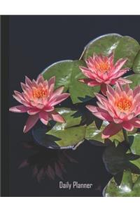 Daily Planner: Pink Lotus Flower & Leaves Cover January 19 - December 19 Writing Notebook Diary Journal Datebook Calendar Schedule Plan Days, Set Goals & Get Stuff