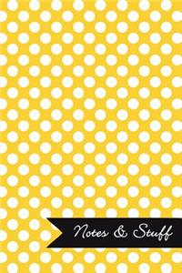 Notes & Stuff - Lined Notebook with Sunflower Yellow Polka Dot Pattern Cover