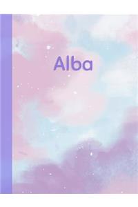 Alba: Personalized Composition Notebook - College Ruled (Lined) Exercise Book for School Notes, Assignments, Homework, Essay Writing. Pink Blue Purple Cov