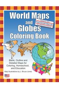 World Maps and Globes Coloring Book