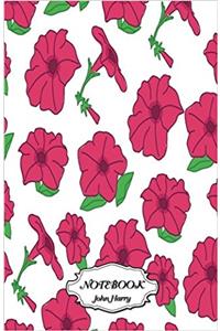 Notebook Dot-grid Red Flowers Pattern