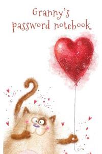 Granny's Password Notebook: Internet Address and Password Logbook / Journal (Gift for Granny) - Cat with a Heart Balloon Cover