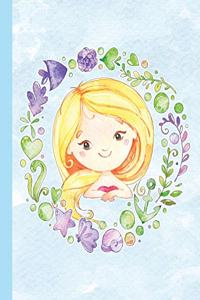 Blue Watercolor Mermaid Wreath Composition Notebook, Graph Paper