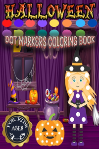 Halloween dot markers coloring page for kids ages 4-8