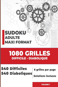 Sudoku adulte maxi format 1080 Grilles DIFFICILE DIABOLIQUE