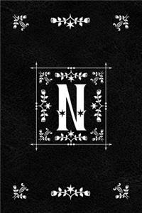 Scandinavian Design Floral Monogram Daily Journal Notebook - Letter N