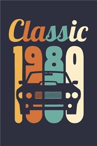 Blank Lined Journal, Diary, Planner, Notebook for 39 Year Old - Vintage 1980 Diary - Mens Car Journal - 39th Birthday Gift