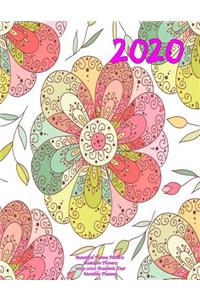 2020- Beautiful Henna Pattern Rainbow Flowers 2019-2020 Academic Year Monthly Planner