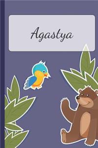 Agastya: Personalized Notebooks - Sketchbook for Kids with Name Tag - Drawing for Beginners with 110 Dot Grid Pages - 6x9 / A5 size Name Notebook - Perfect a