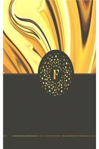 F: Monogram Initial F. Journal/Diary/Notebook for Women and Girls. 8.5"x11" 120pg Front & Back - Beautiful Gold Flow Design.