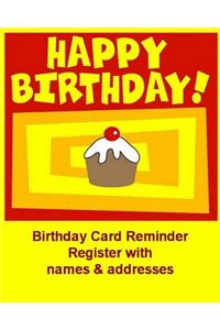 Birthday Card Reminder Register with names & addresses