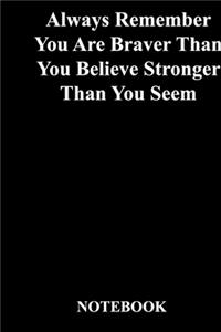 Always Remember You Are Braver Than You Believe Stronger Than You Seem