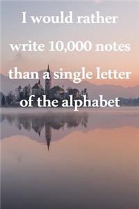 I would rather write 10,000 no single letter of the alphabet